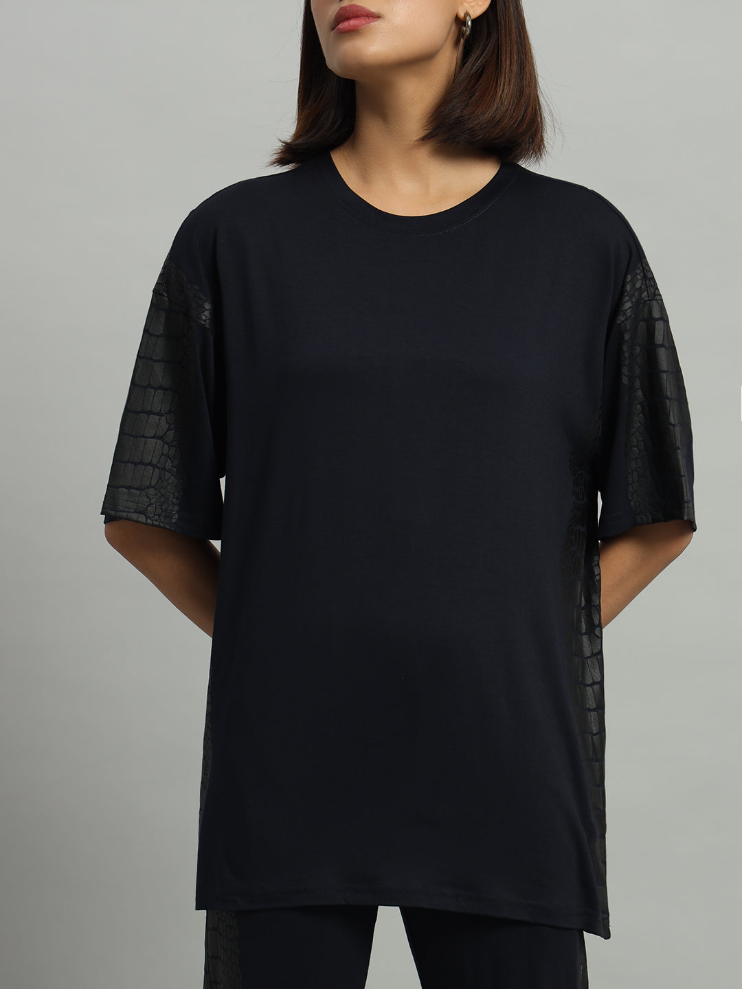 Navy Snakeskin Detailed Leggings Set