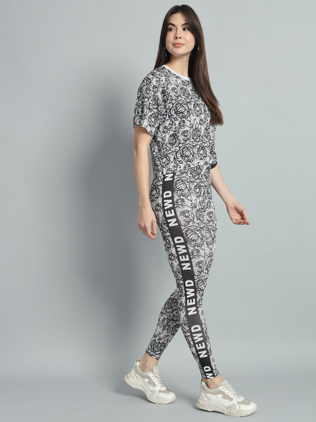 Floral Net Printed Leggings Set