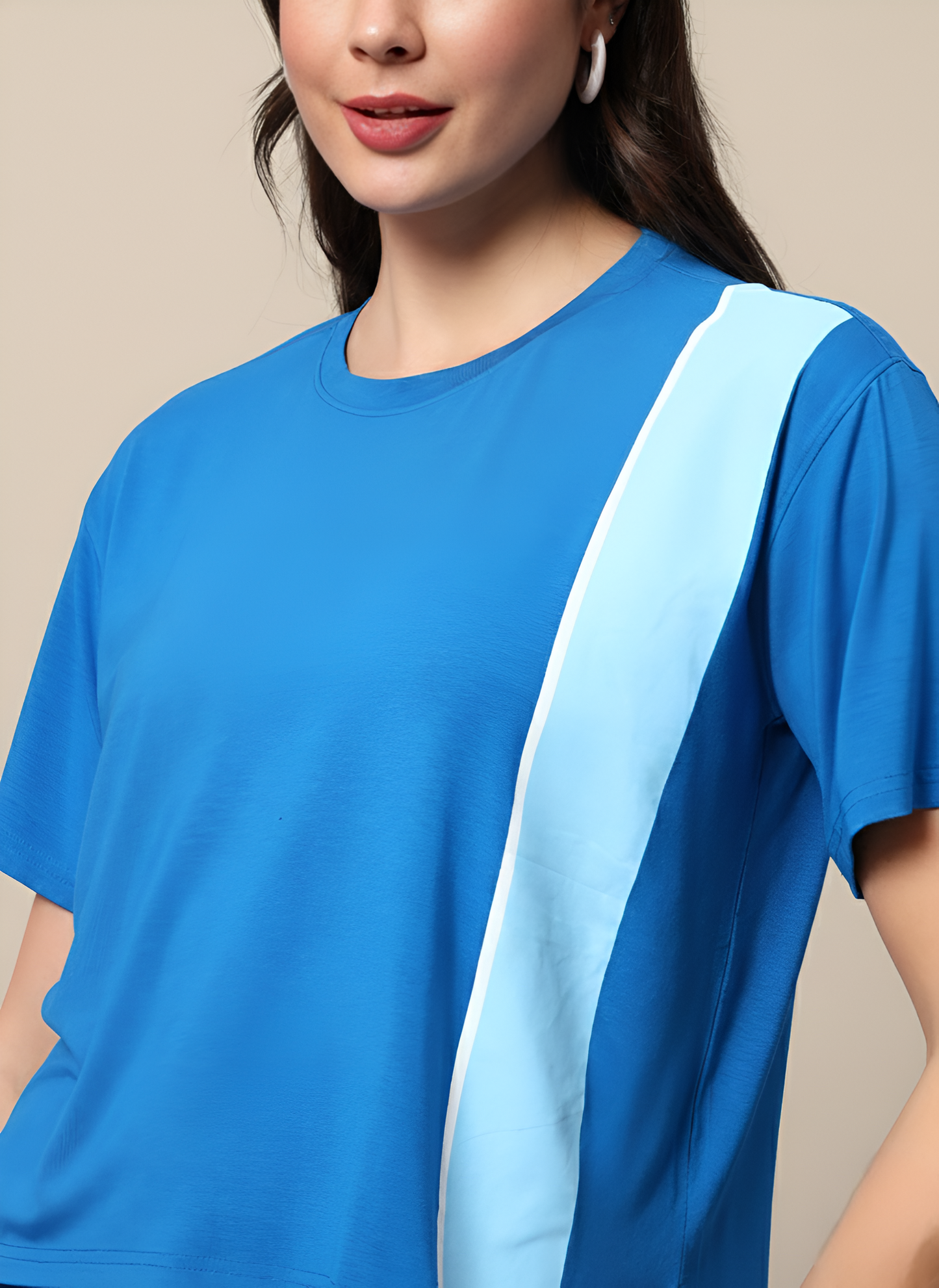 Denim strip athletic set