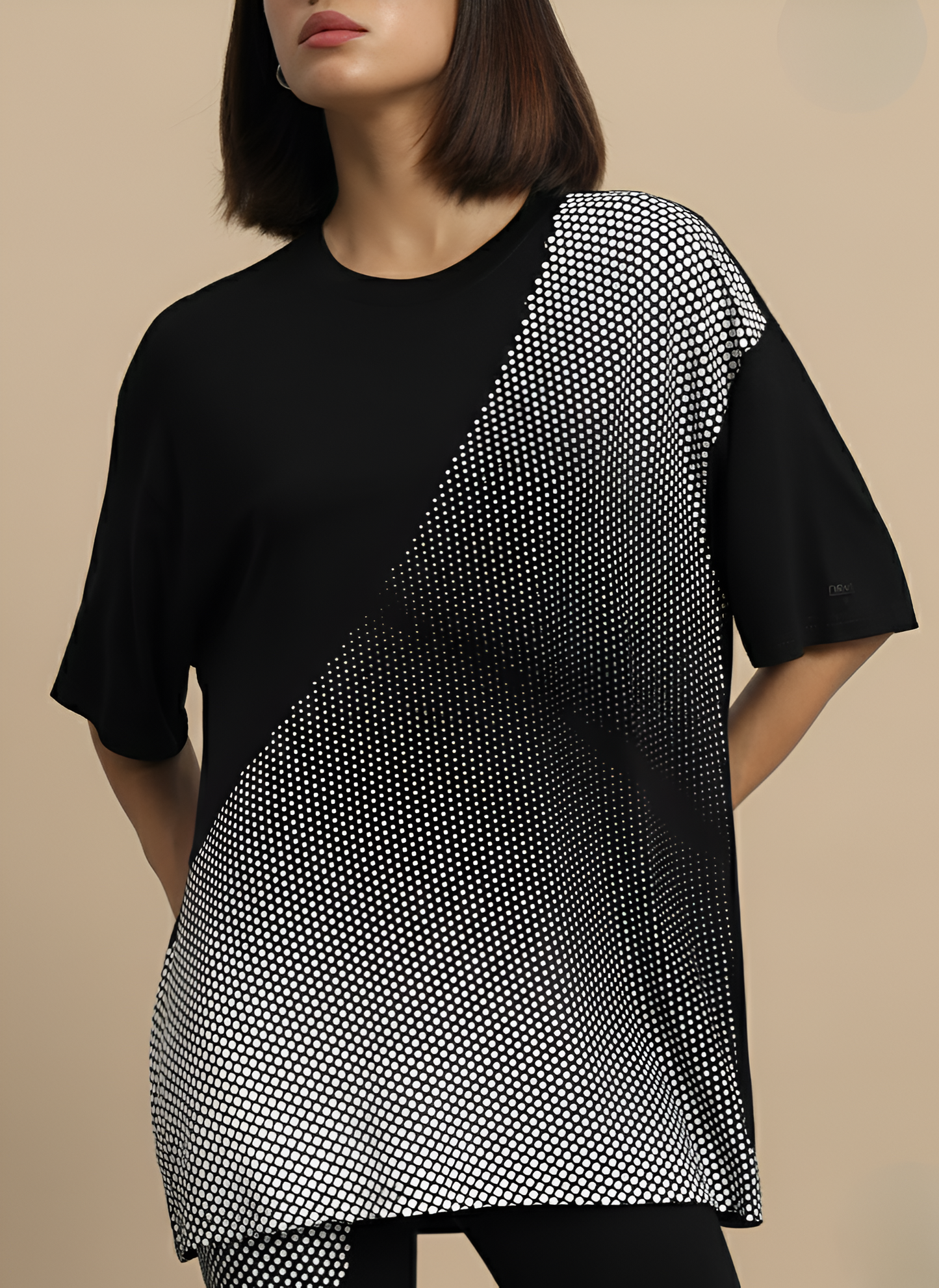 Monochrome 3D print leggings set