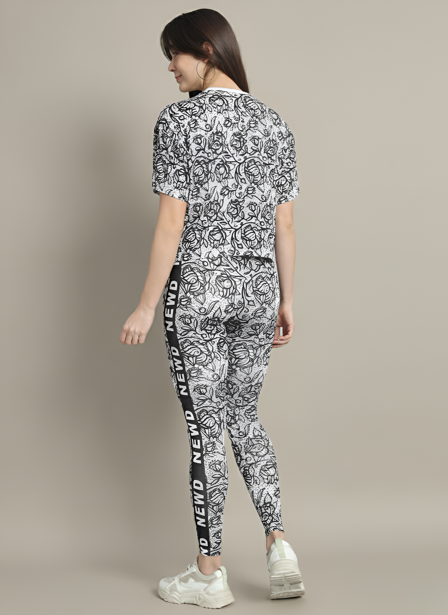 Floral Net Printed Leggings Set