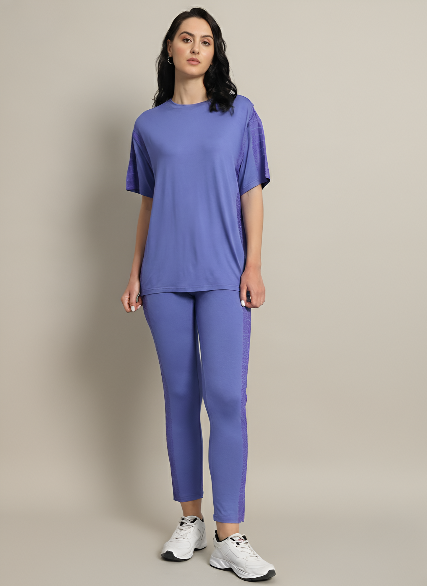 Lavender snakeskin detailed athletic set