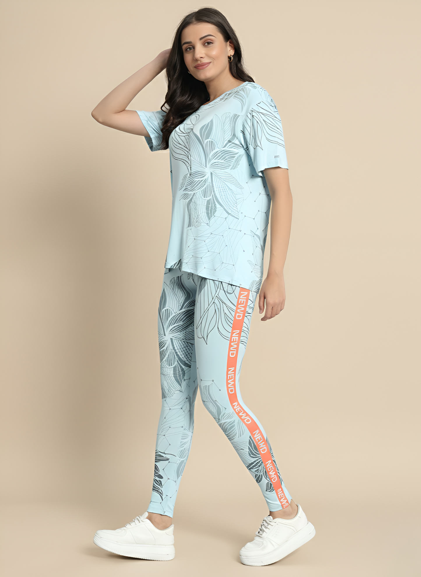 Powder Blue Floral Leggings Set