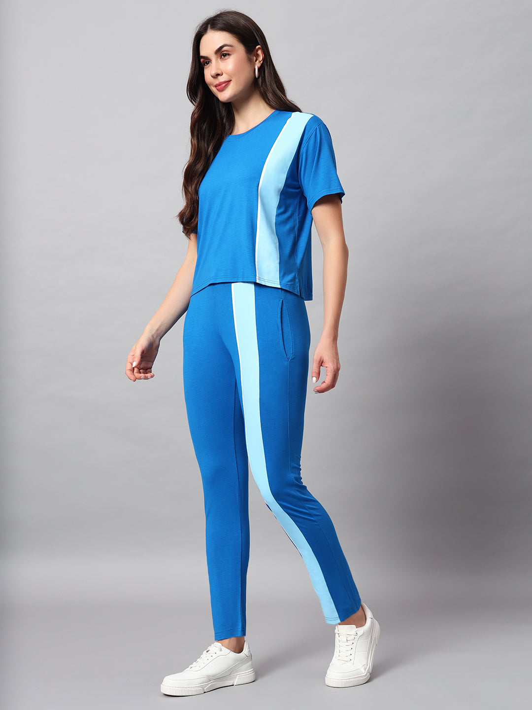 Denim strip athletic set