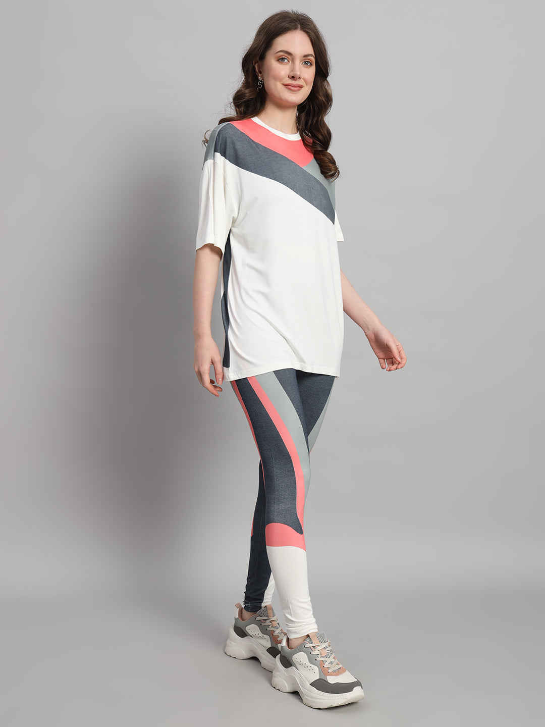Salmon Colourblock Leggings Set