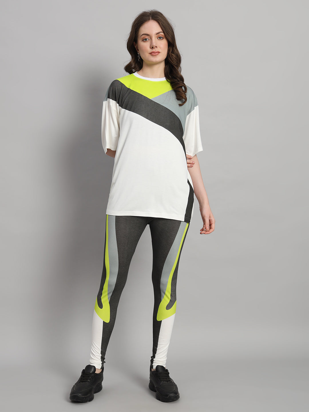 Lime Colourblock Leggings Set