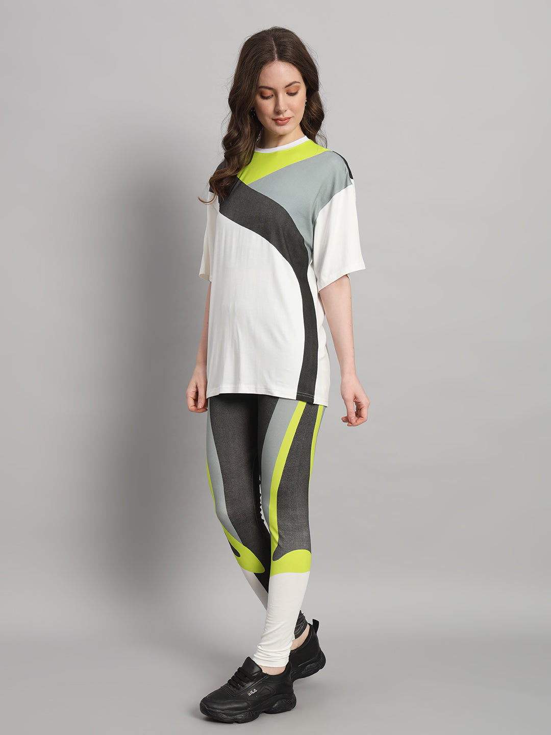 Lime Colourblock Leggings Set