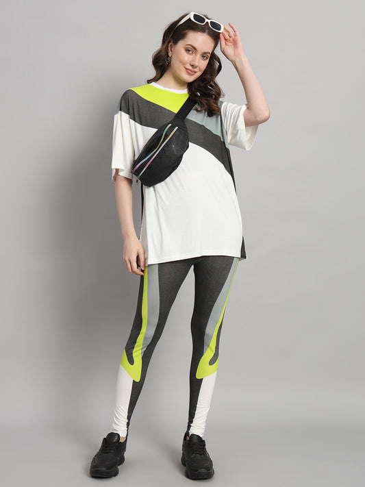 Lime Colourblock Leggings Set
