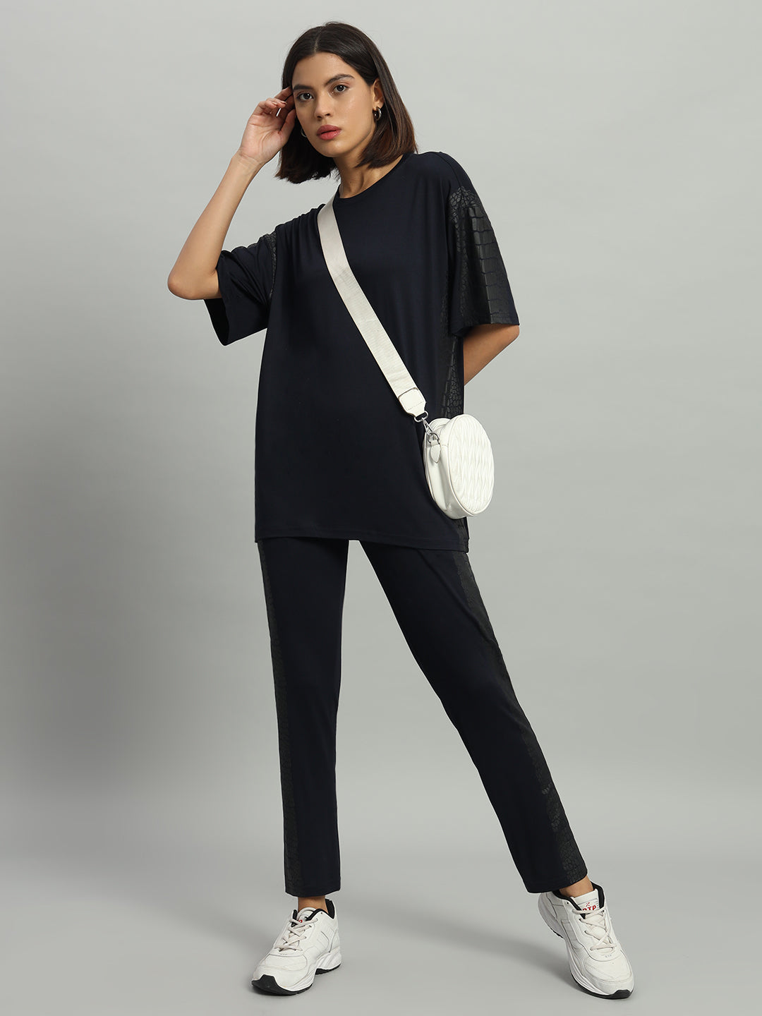 Navy Snakeskin Detailed Leggings Set