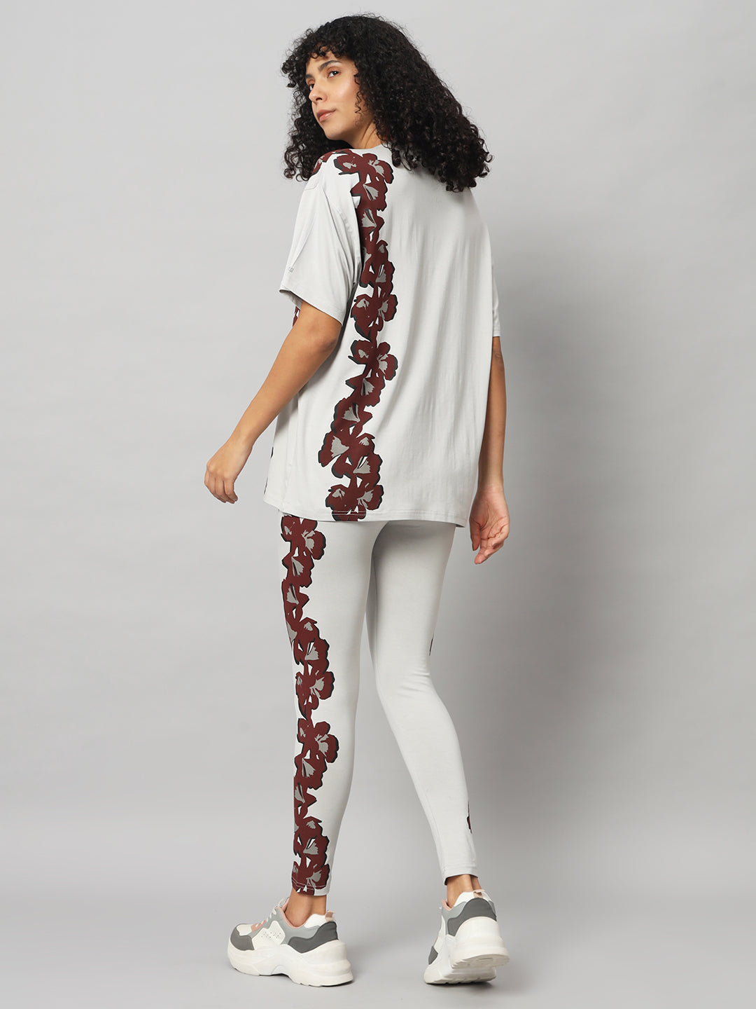 Cloud Grey Floral Leggings Set