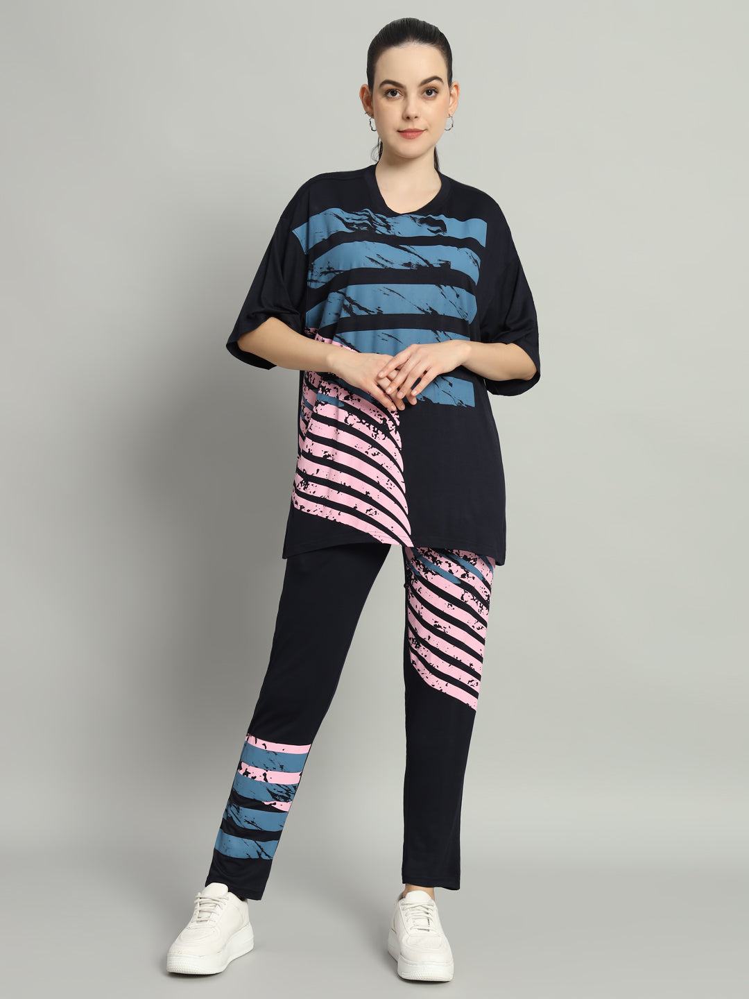 Dark Navy Streak Print Leggings Set