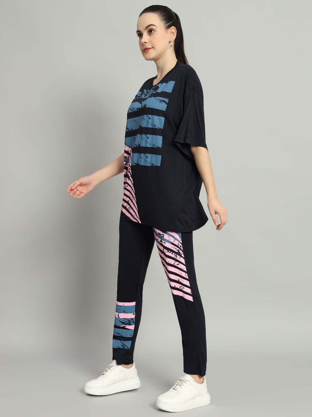 Dark Navy Streak Print Leggings Set