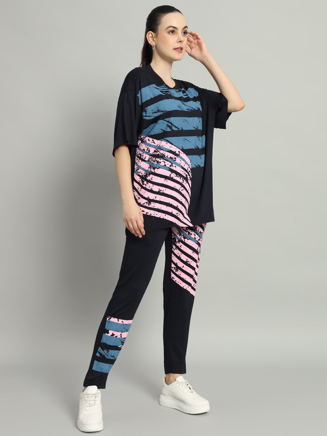 Dark Navy Streak Print Leggings Set