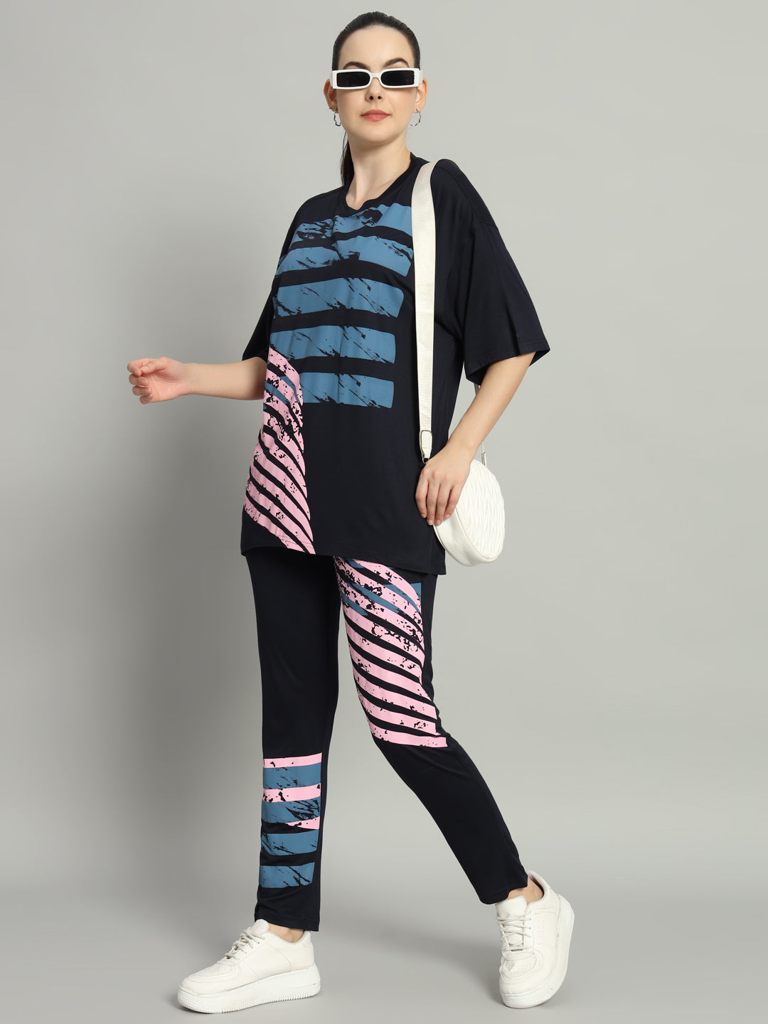 Dark Navy Streak Print Leggings Set