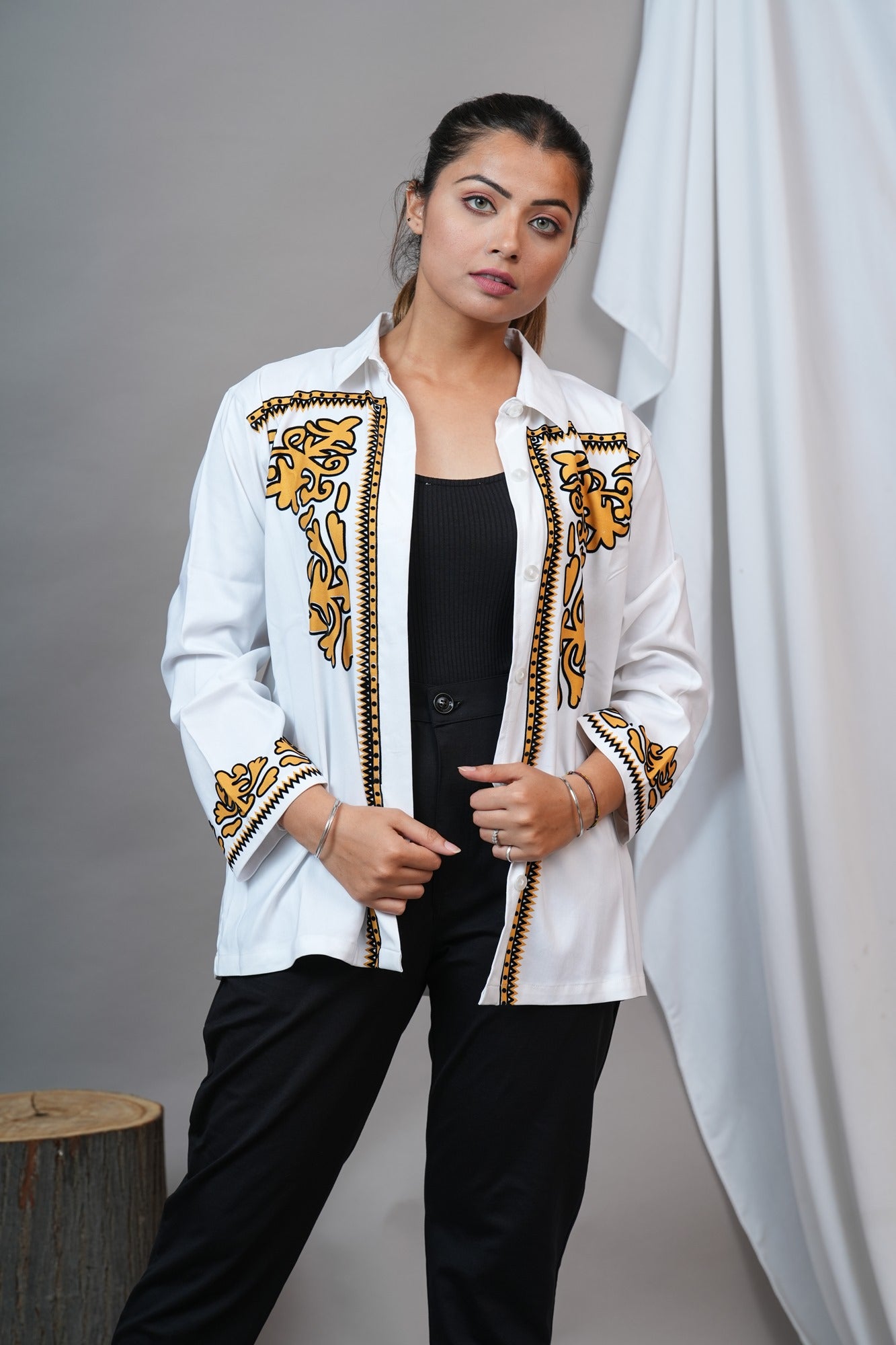 White premium flocked shirt