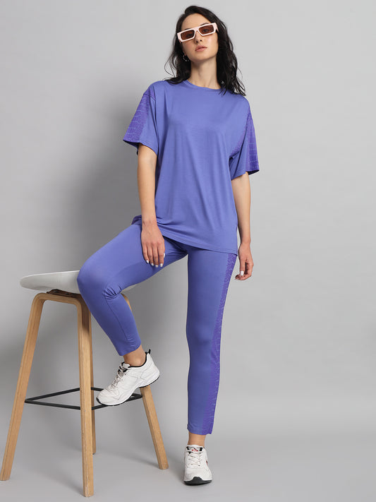 Lavender snakeskin detailed athletic set