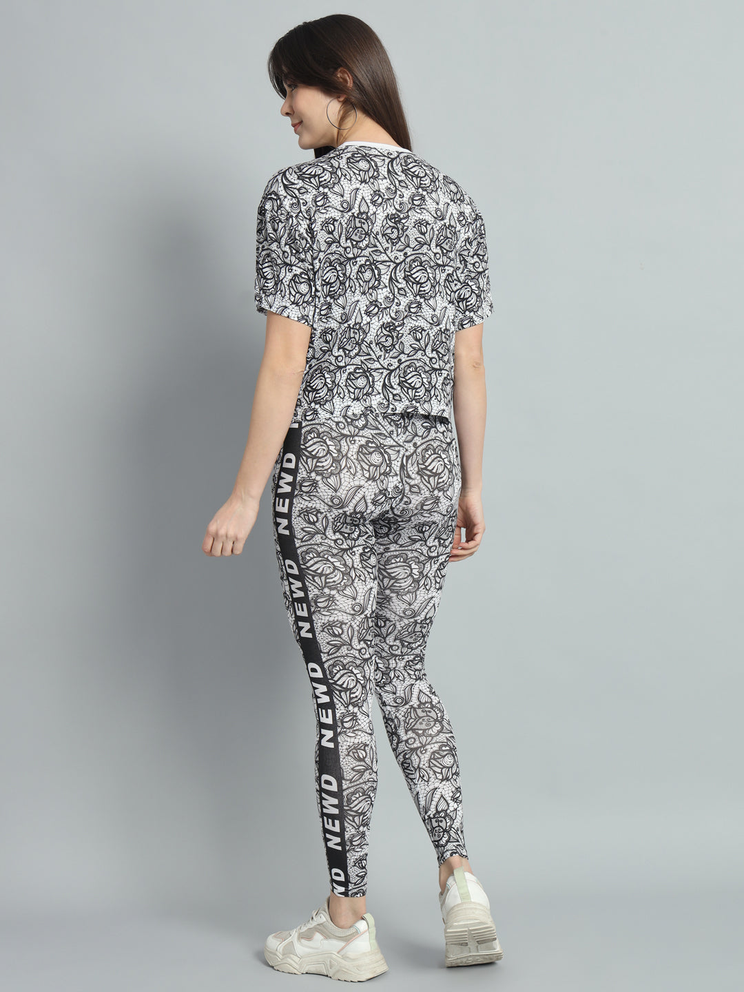 Floral Net Printed Leggings Set