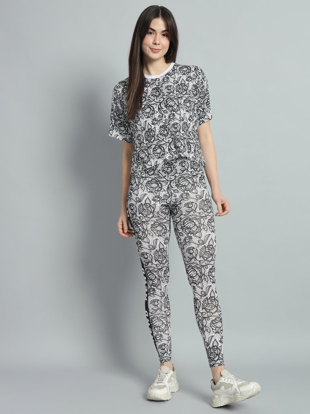 Floral Net Printed Leggings Set