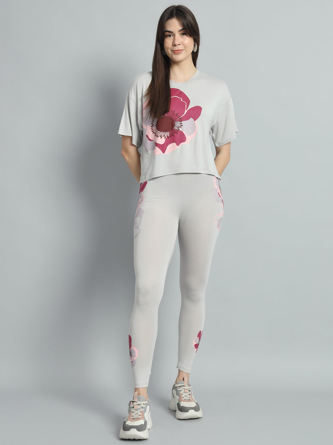 Cloud Grey Poppy Leggings Set