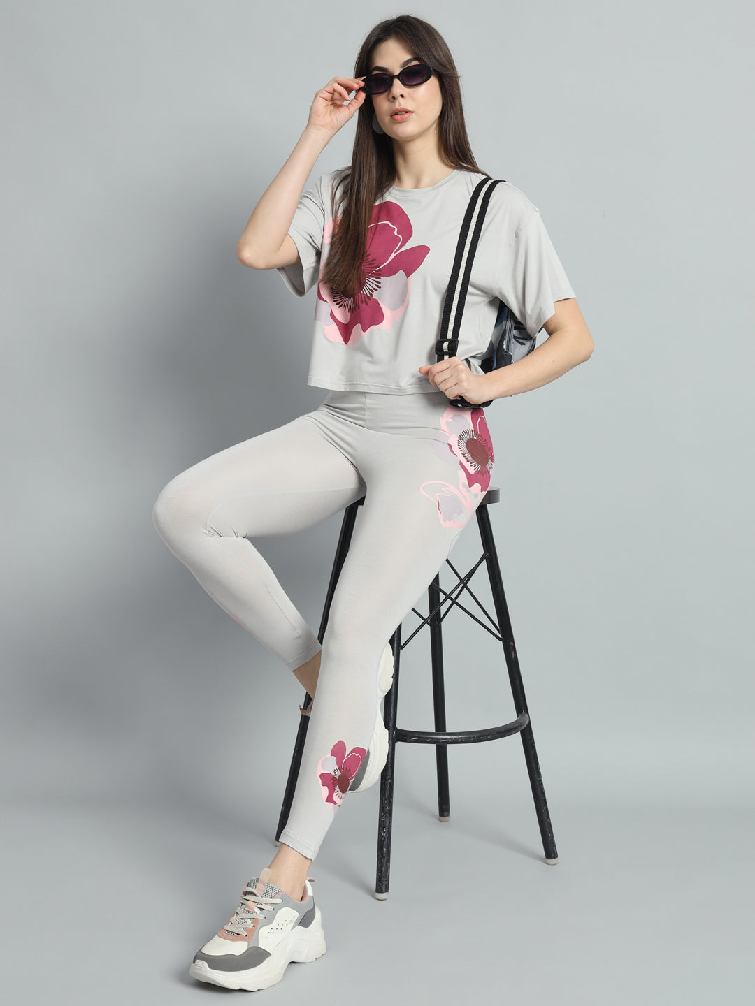 Cloud Grey Poppy Leggings Set