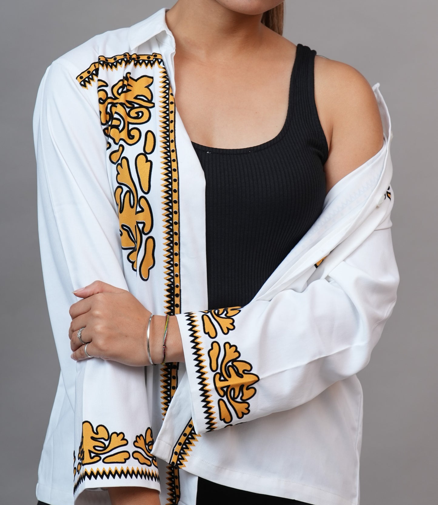 White premium flocked shirt