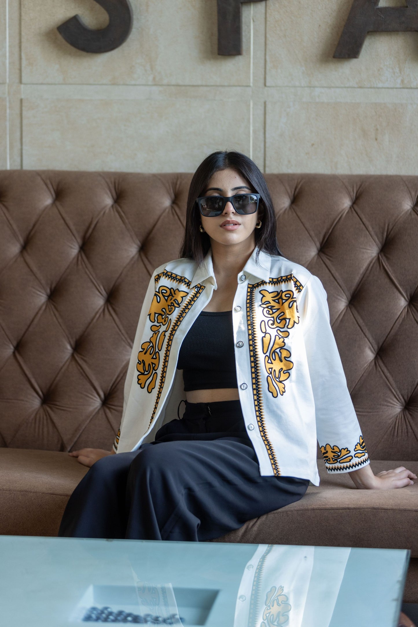 White premium flocked shirt