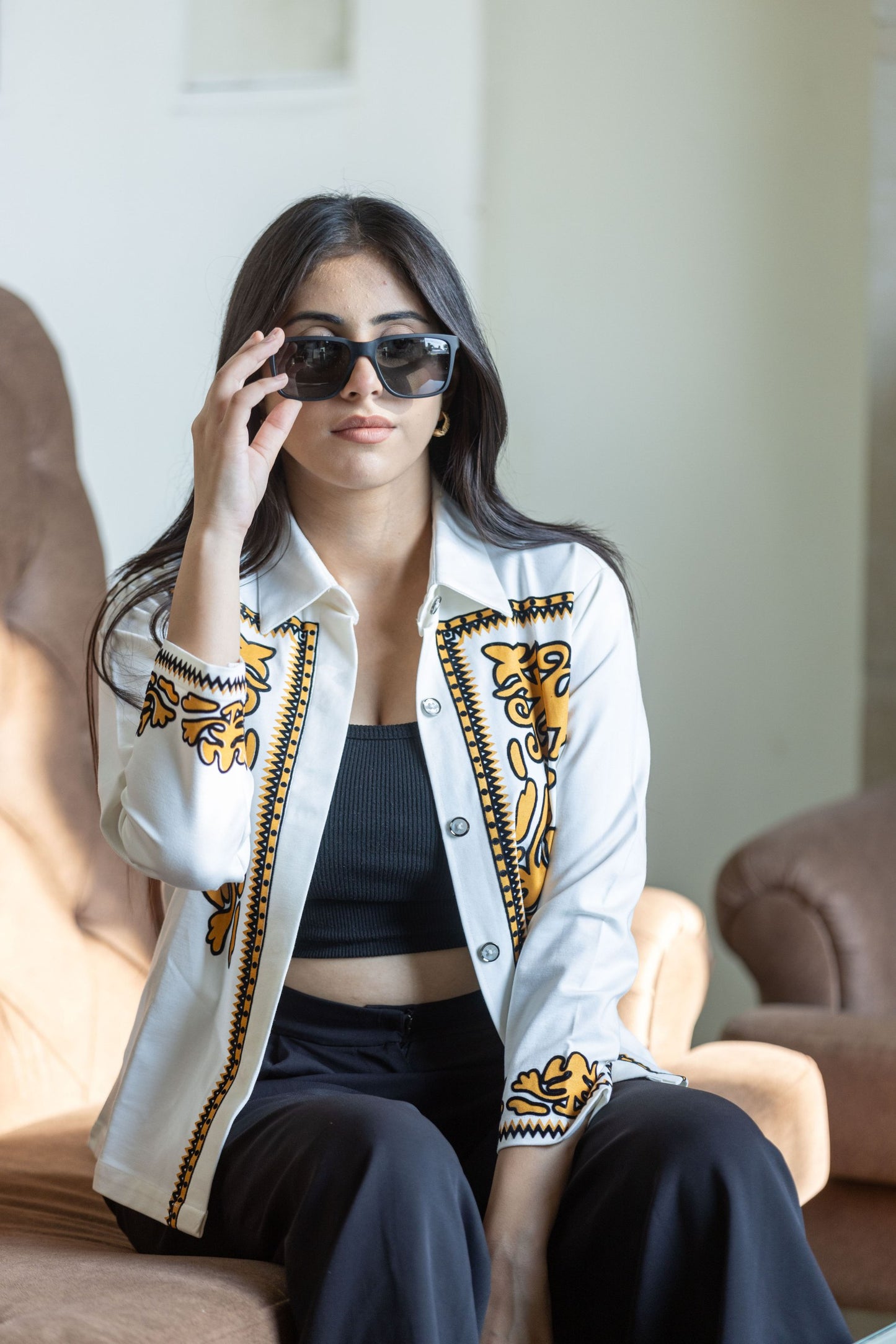 White premium flocked shirt