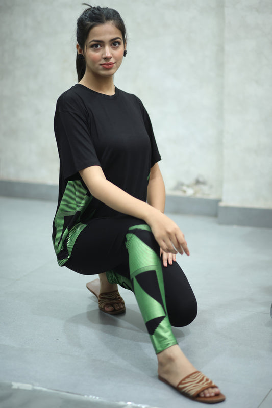 Black Goddess Sparkle Leggings Set, co-ord set for women