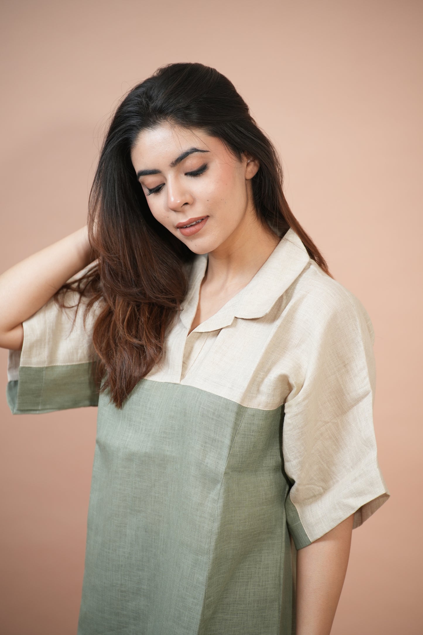 Sage & Sand Panelled Midi Dress