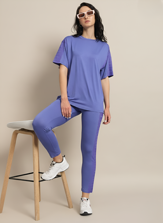 Lavender snakeskin detailed athletic set