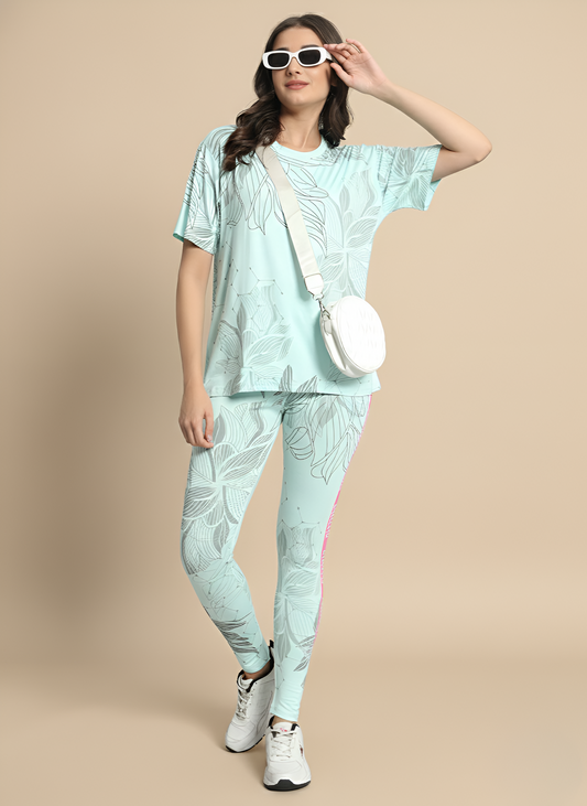 Ultramarine Green Floral Leggings Set