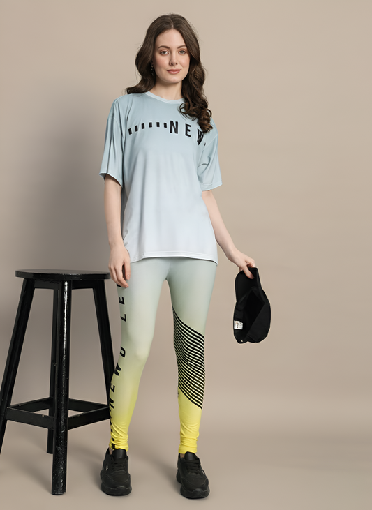 Slate Grey Ombre Print Leggings Set