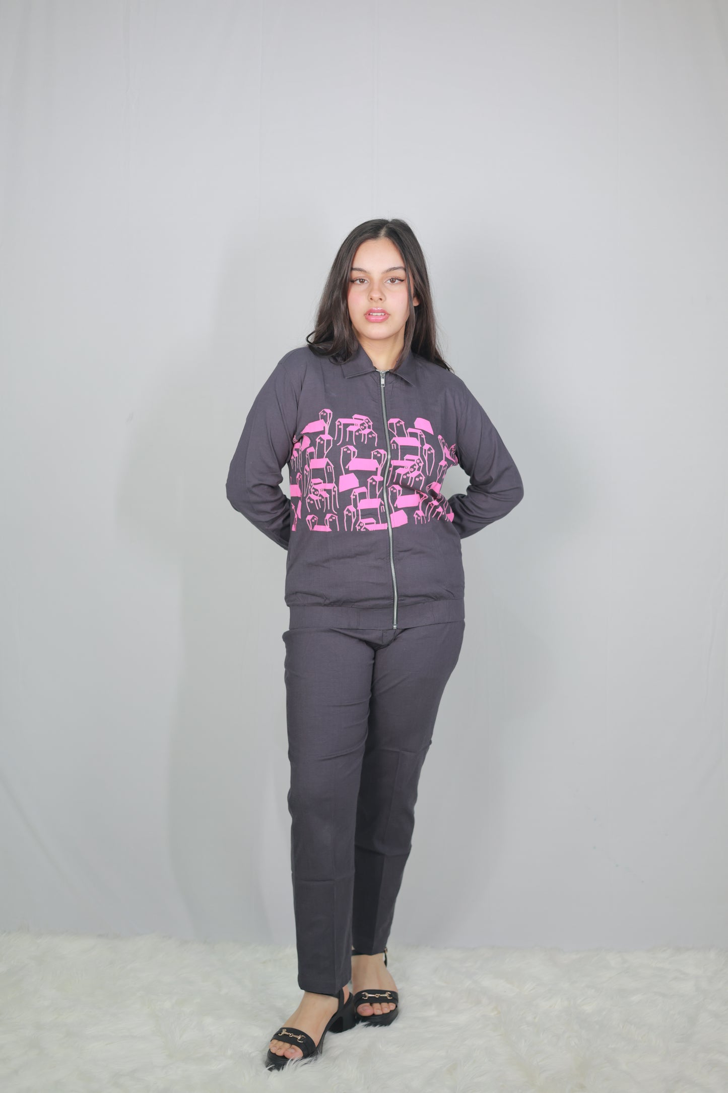 Charcoal Casual Graphic Co-ord Set