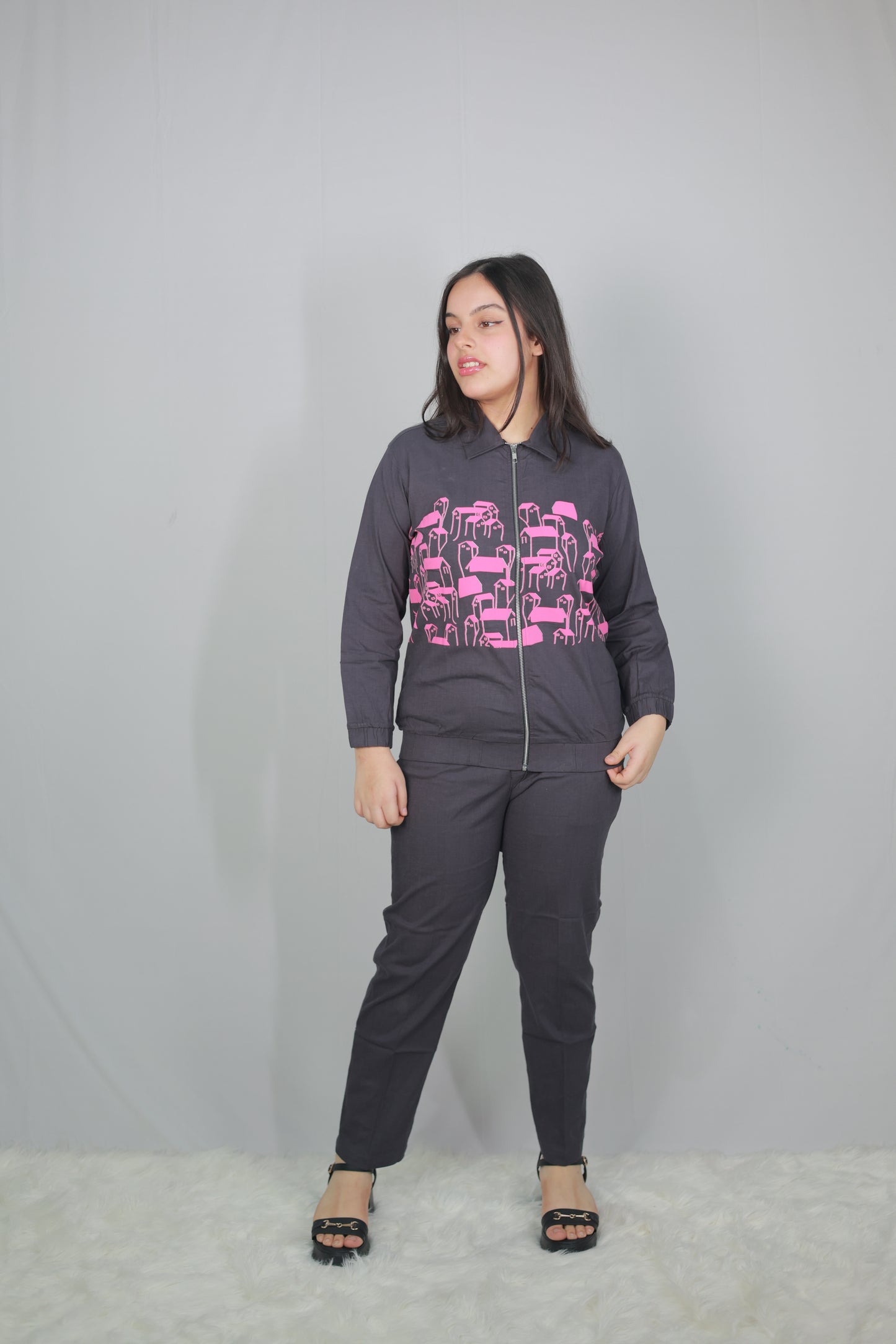 Charcoal Casual Graphic Co-ord Set