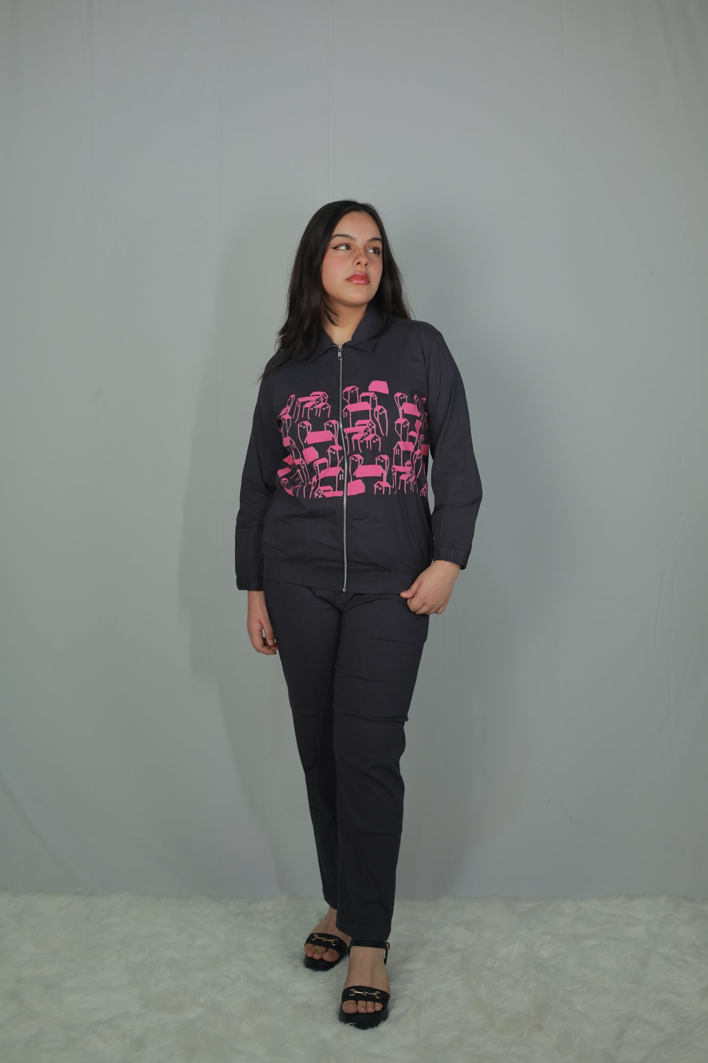 Charcoal Casual Graphic Co-ord Set