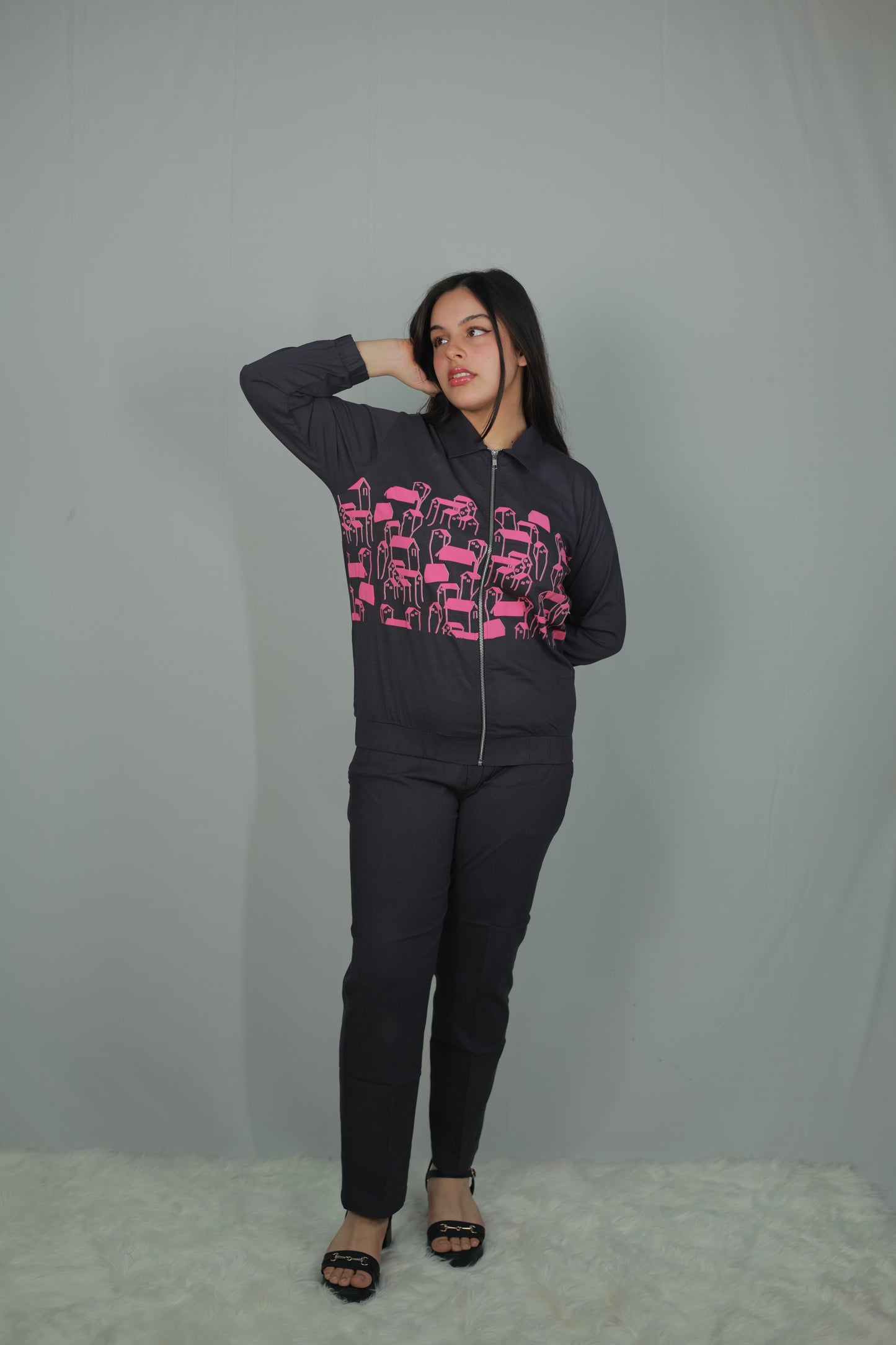 Charcoal Casual Graphic Co-ord Set