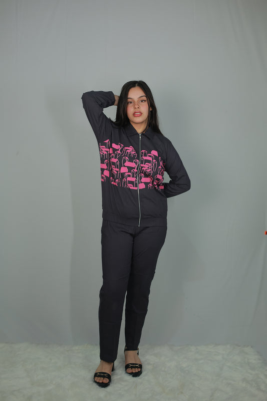 Charcoal Casual Graphic Co-ord Set