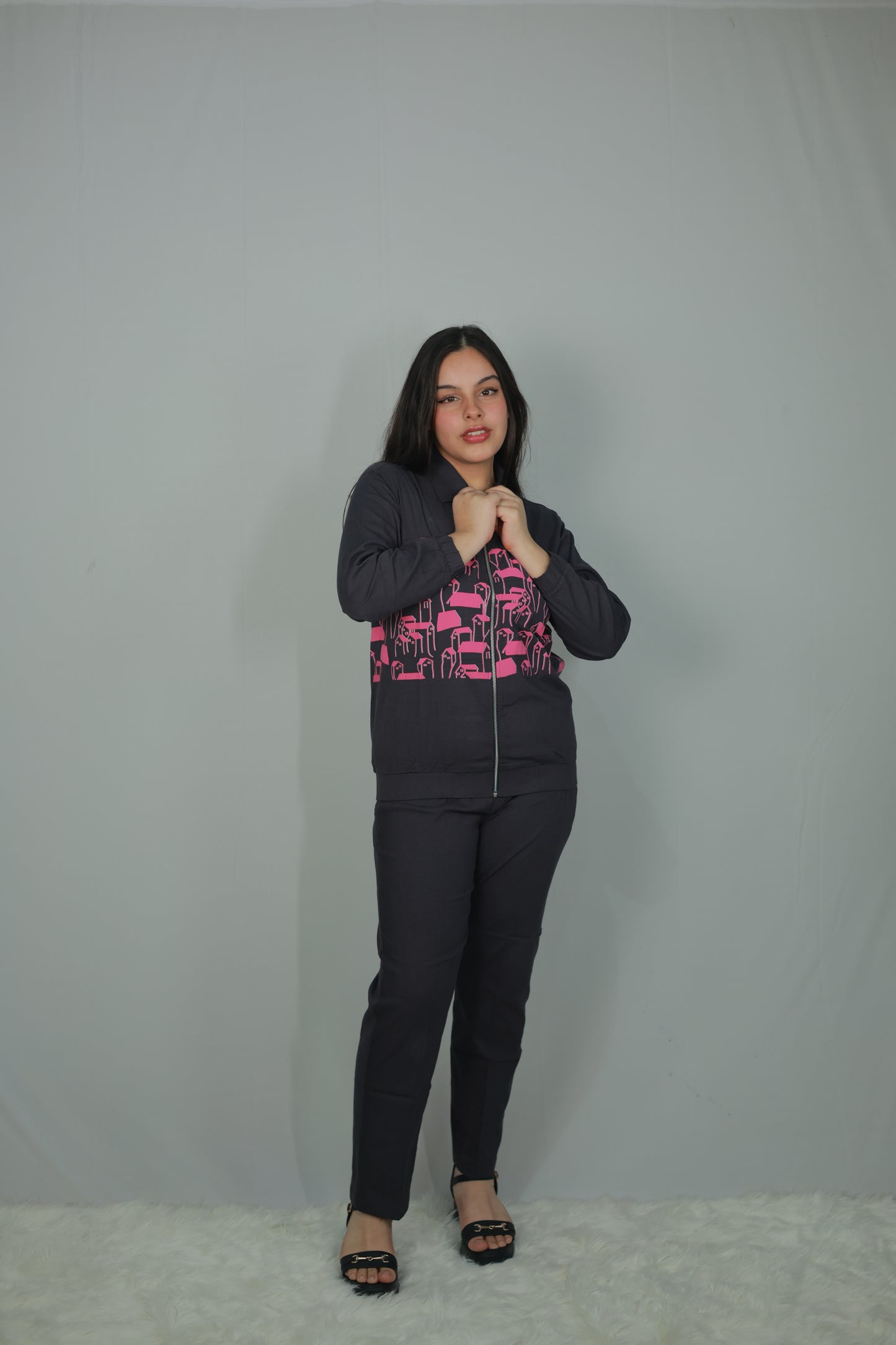 Charcoal Casual Graphic Co-ord Set