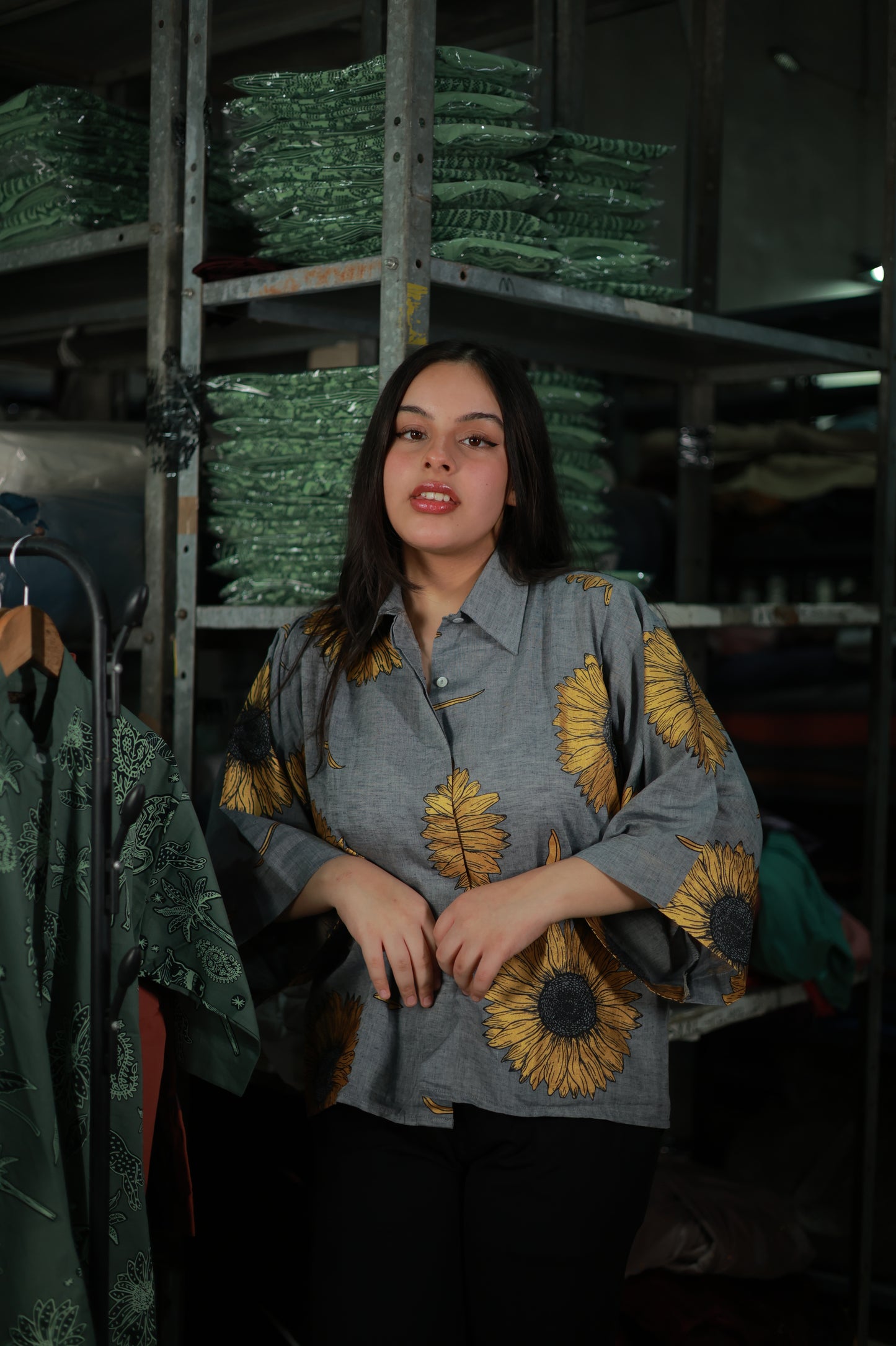 Grey Sunflower All Over Printed Shirt