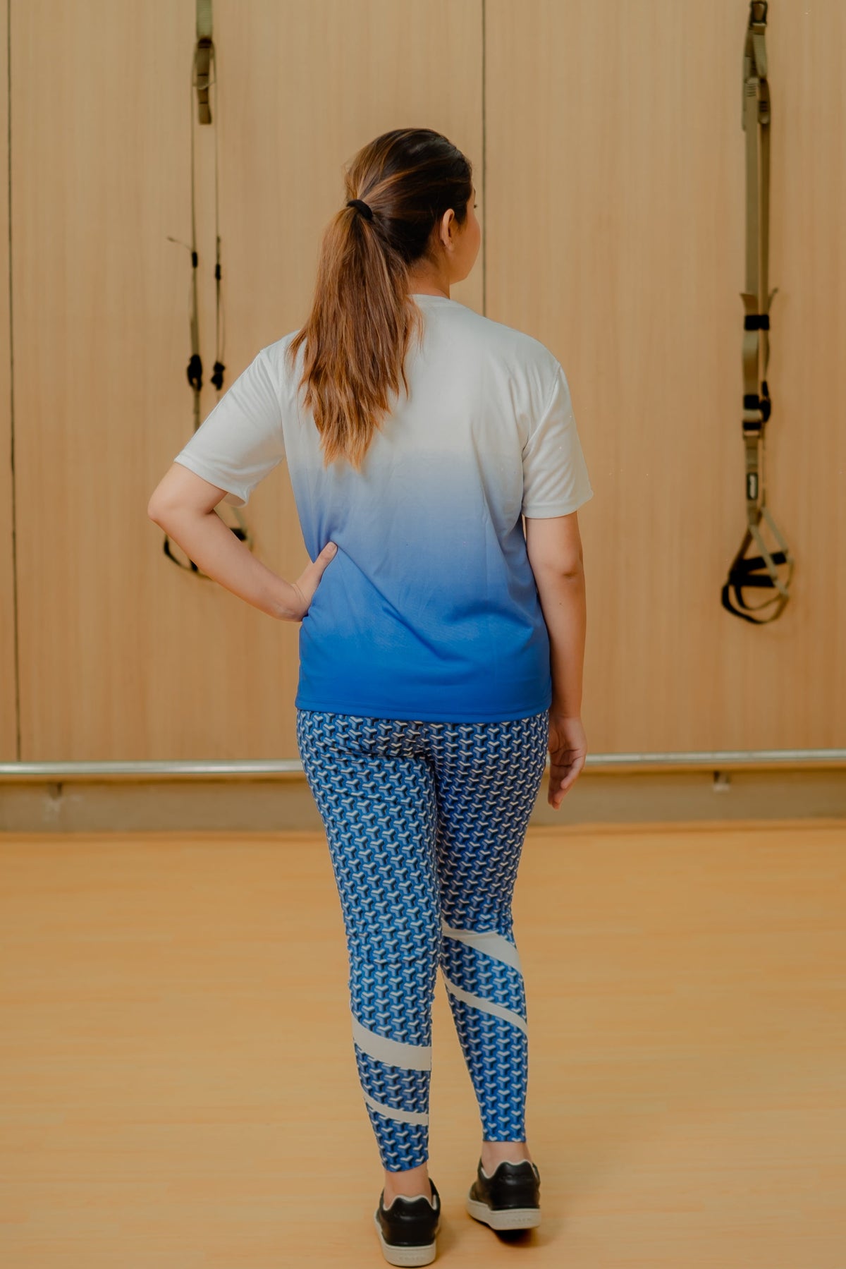 Blue Ombre Printed Leggings Set
