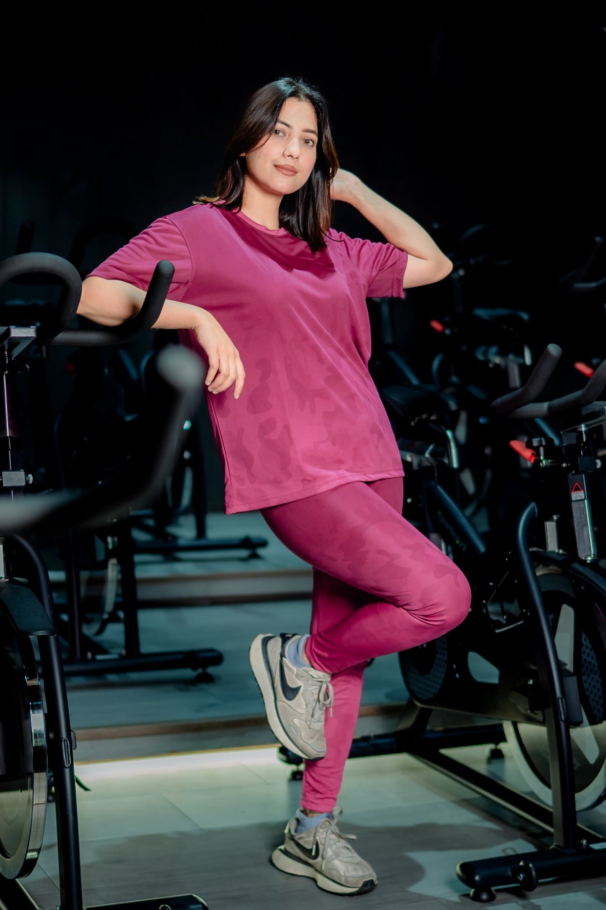 Pink Camo Print Stretch Leggings Set